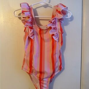 Cat & Jack Striped Ruffle Swimsuit One Piece 4T